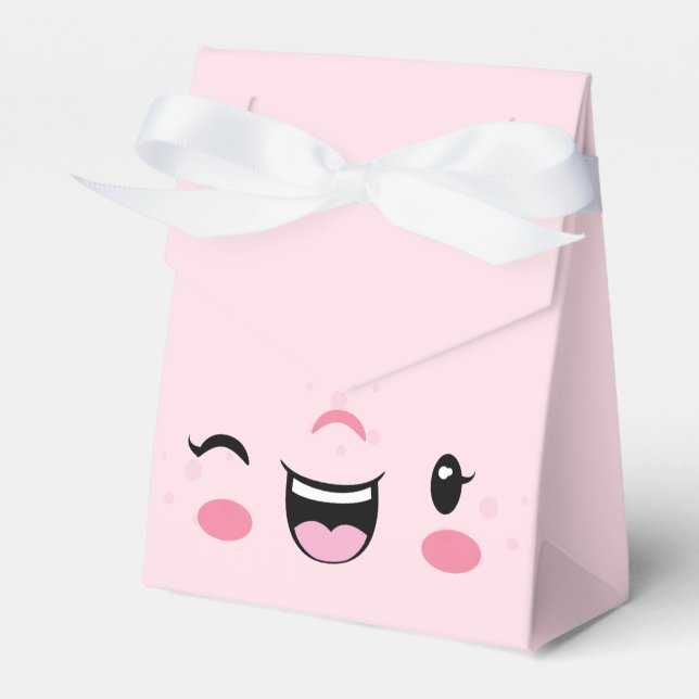Pink Winking Kawaii Face Gift Box (Front Side)