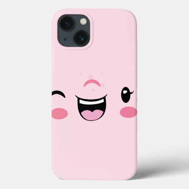 Pink Winking Kawaii Face iPad Air Case (Back)