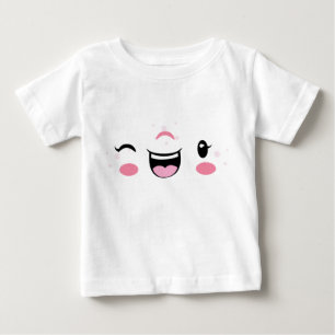 Pink Winking Kawaii Face Kids Clothing Baby T-Shirt