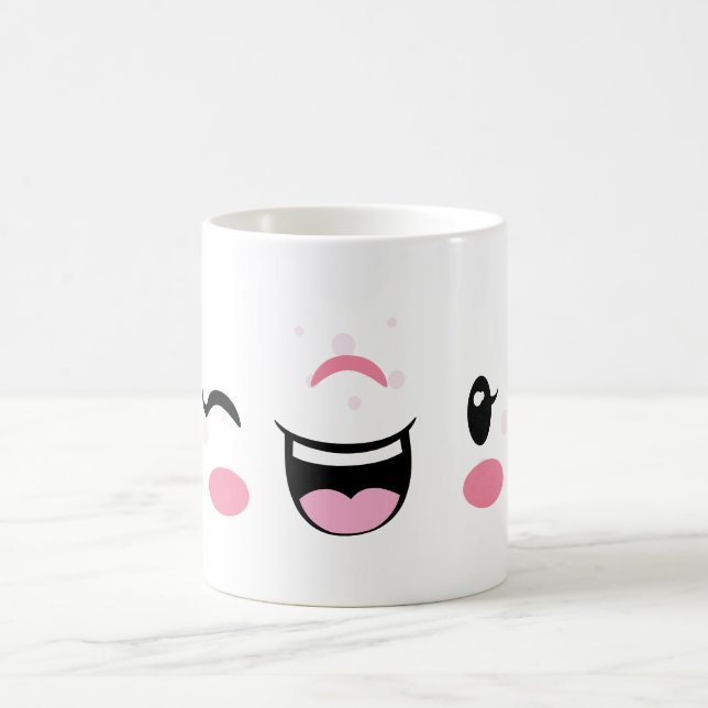 Pink Winking Kawaii Face Mug (Center)