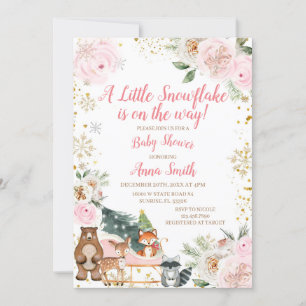 PINK Winter A little snowflake is on the way Invitation