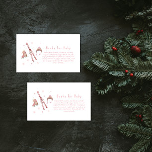 Pink Winter Après Bébé Ski Books For Baby Shower Enclosure Card