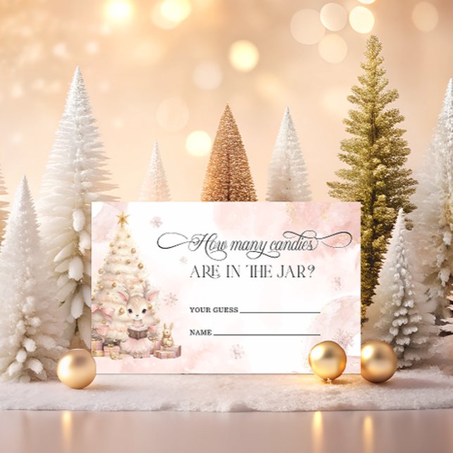 Pink Winter Baby Deer How Many Candies Enclosure Card (Creator Uploaded)