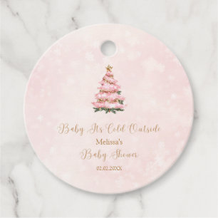 Pink Winter Baby Its Cold Outside Baby Shower Favour Tags