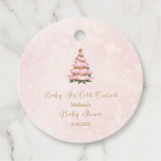 Pink Winter Baby Its Cold Outside Baby Shower Favour Tags