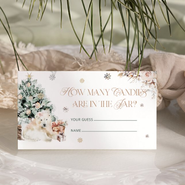 Pink Winter Baby Polar Bear How Many Candies Enclosure Card (Creator Uploaded)