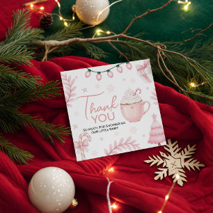 Pink Winter Baby Shower Favor Tag