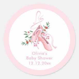 Pink Winter Ballerina Tutu Cold Baby Shower  Classic Round Sticker
