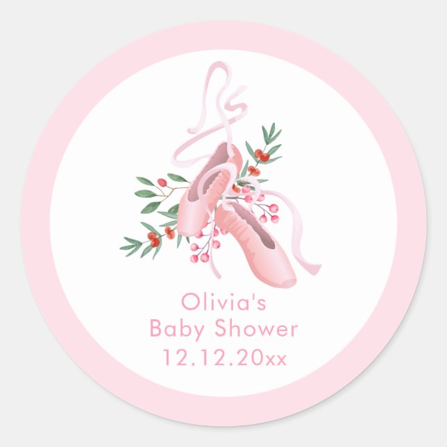 Pink Winter Ballerina Tutu Cold Baby Shower  Classic Round Sticker (Front)