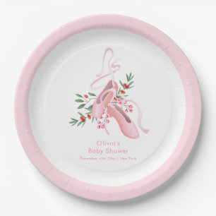Pink Winter Ballerina Tutu Cold Baby Shower  Paper Plate