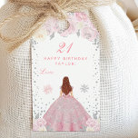 Pink Winter Brown Hair Princess Birthday Party Gift Tags<br><div class="desc">This elegant and glamourous gift tag can be personalised with a name or title such as daughter, granddaughter, niece, friend etc. The design features a beautiful princess with brown hair and fair skin in a pink ball gown. The text combines handwritten script and modern sans serif fonts for a classy...</div>