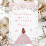 Pink Winter Brown Hair Princess Sweet Sixteen Card<br><div class="desc">This elegant and glamourous birthday card can be personalised with a name or title such as daughter, granddaughter, niece, friend etc. The design features a beautiful princess with brown hair and fair skin in a pink ball gown. The text combines handwritten script and modern sans serif fonts for a classy...</div>