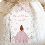 Pink Winter Brown Hair Princess Sweet Sixteen Gift Tags<br><div class="desc">This elegant and glamourous gift tag can be personalised with a name or title such as daughter, granddaughter, niece, friend etc. The design features a beautiful princess with brown hair and fair skin in a pink ball gown. The text combines handwritten script and modern sans serif fonts for a classy...</div>