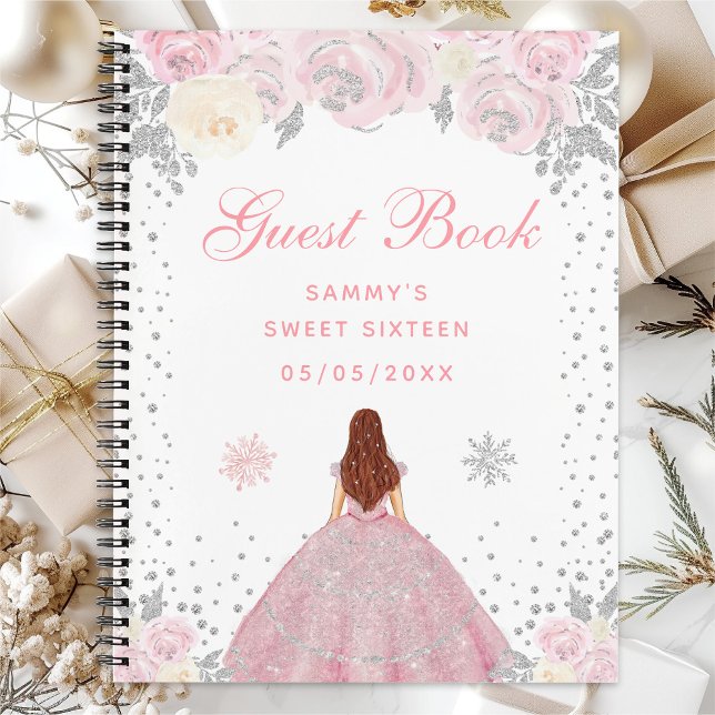 Pink Winter Brown Hair Princess Sweet Sixteen Notebook (Creator Uploaded)