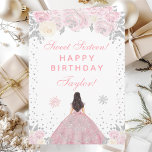 Pink Winter Brunette Hair Princess Sweet Sixteen Card<br><div class="desc">This elegant and glamourous birthday card can be personalised with a name or title such as daughter, granddaughter, niece, friend etc. The design features a beautiful princess with brunette hair and fair skin in a pink ball gown. The text combines handwritten script and modern sans serif fonts for a classy...</div>