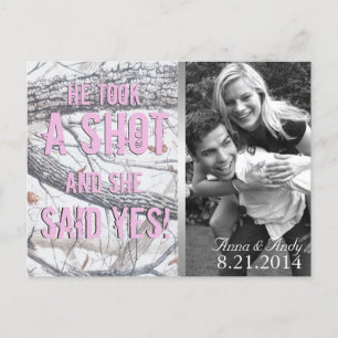 Pink Winter Camo Save The Date Wedding Postcard