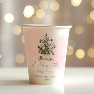 Pink winter Christmas A merry little baby shower Paper Cups