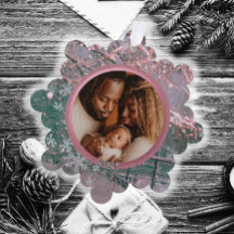 Pink Winter Christmas Snowflake Family Photo