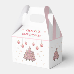 Pink Winter Christmas Tree Santa Baby Shower Favour Box