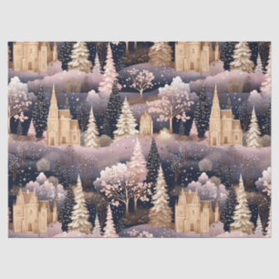 Pink Winter Deer Fantasy Castle Landscape (2) Tissue Paper