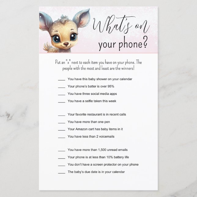 Pink Winter Girl Baby Shower Funny Game (Front)