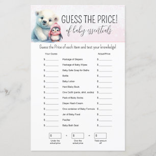 Pink Winter Girl Baby Shower Guessing Game