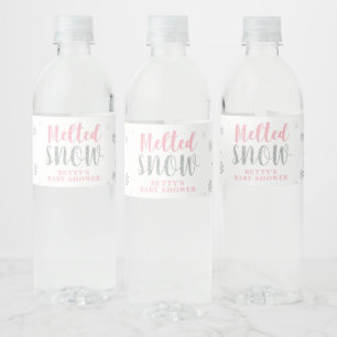Pink Winter Girl Baby Shower Water Bottle Label