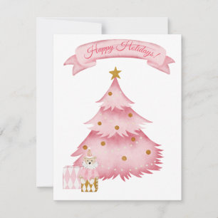 Pink winter holidays kids  holiday card