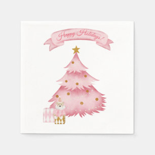 Pink winter holidays kids holiday napkin
