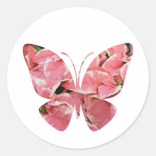 Pink Winter Maple Poinsettia Flower butterfly Classic Round Sticker