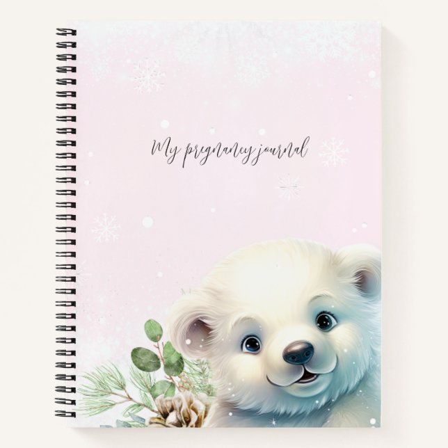 Pink Winter My Pregnancy Cute Polar Bear Journal (Front)