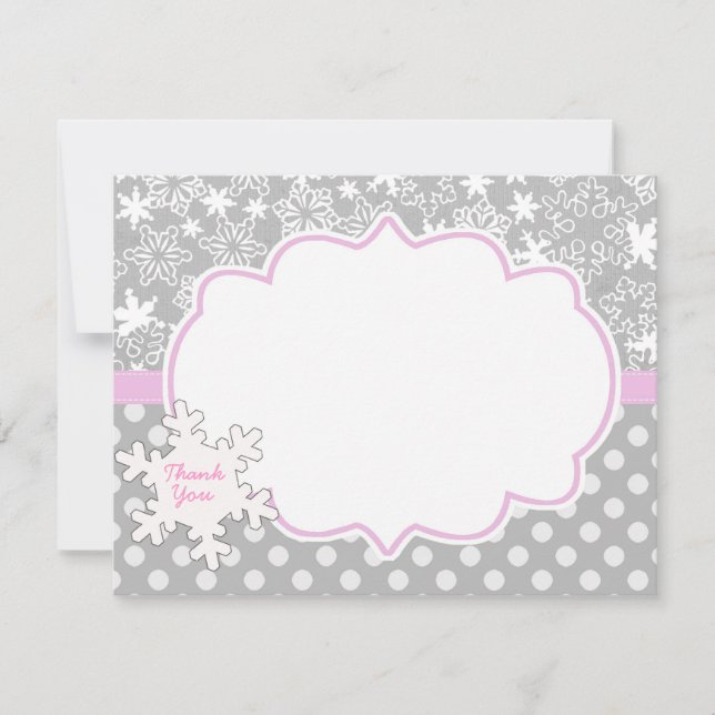 Pink WInter Onderland Wonderland Thank you Card (Front)