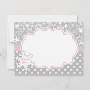 Pink WInter Onderland Wonderland Thank you Card