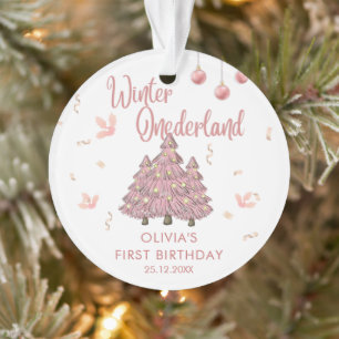 Pink Winter ONEderland 1st Birthday Christmas Tree Ornament
