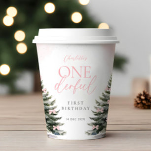 Pink Winter Onederland 1st Birthday Paper Cups