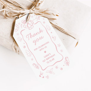 Pink Winter Onederland Birthday Party Favor Tags