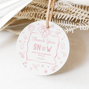 Pink Winter Onederland Birthday Party Favor Tags