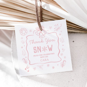 Pink Winter Onederland Birthday Party Favor Tags