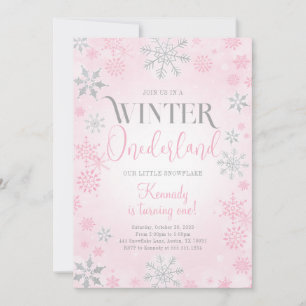 Pink Winter Onederland Birthday Party Invitation