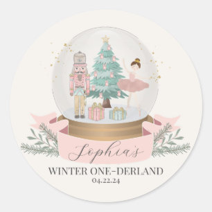pink winter onederland first birthday favour tag