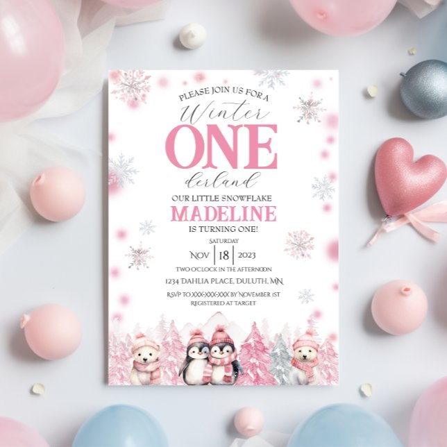 Pink Winter ONEderland Invitation (Creator Uploaded)
