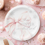 Pink Winter Onederland Silver Glitter 1st Birthday Paper Plate<br><div class="desc">Winter Onederland Pink and Silver Glitter 1st Birthday Paper Plates</div>