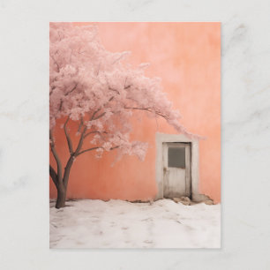 Pink Winter Scene Postcard
