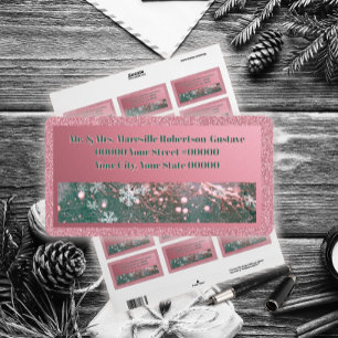 Pink Winter Setting Elegant Christmas Label