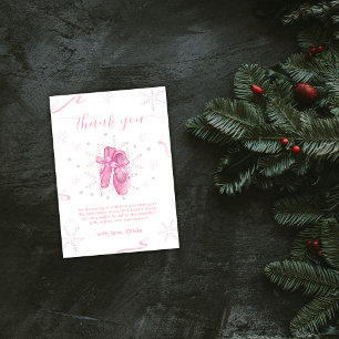 Pink Winter Snowflake Ballerina Baby Shower Thank You Card