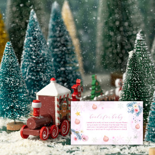 Pink Winter Snowflake Floral Books Baby Shower  Enclosure Card