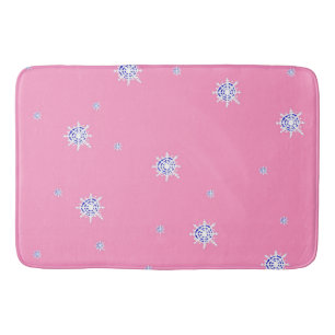 Pink Winter Snowflakes Bath Mat