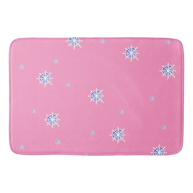 Pink Winter Snowflakes    Bath Mat (Front)