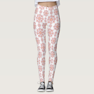 Pink winter snowflakes leggings
