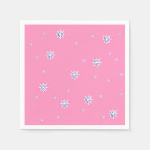 Pink Winter Snowflakes   Napkin